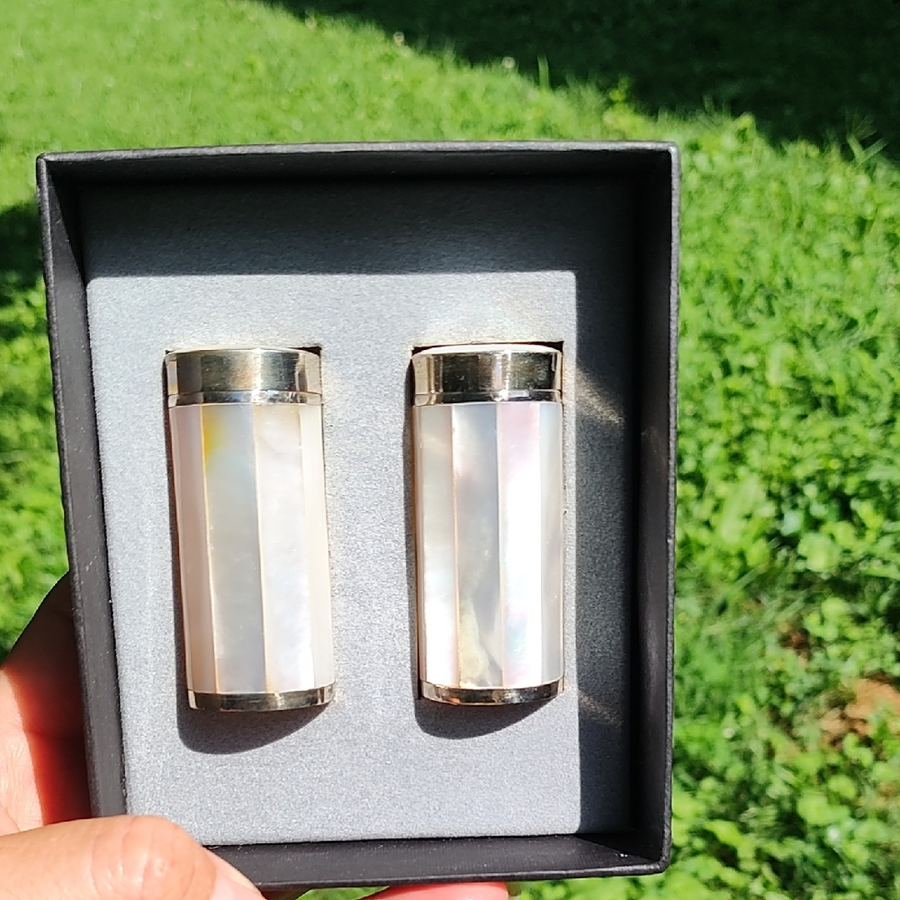 Elegant Silver and Cream Cufflinks